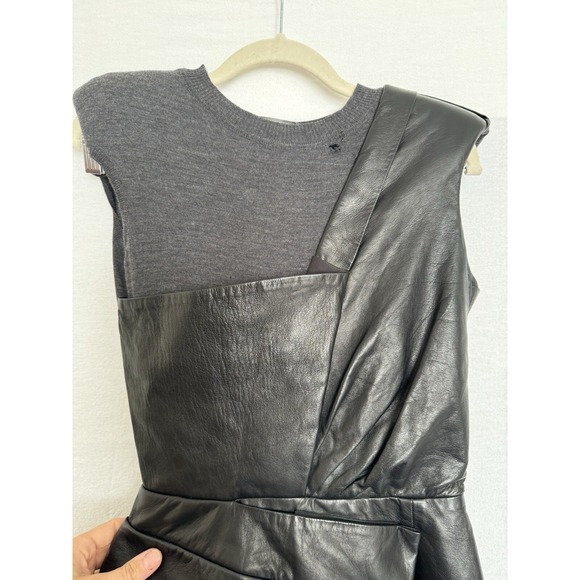 SPORTMAX Defile - Made In Italy‎ - Lamb Leather And Wool Dress Size 2 Flaws - Picture 2 of 11